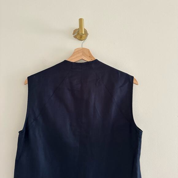 Cocoon By Elizabeth Geisler Sleeveless V-Neck Button Front Blouse Blue M - Picture 8 of 8